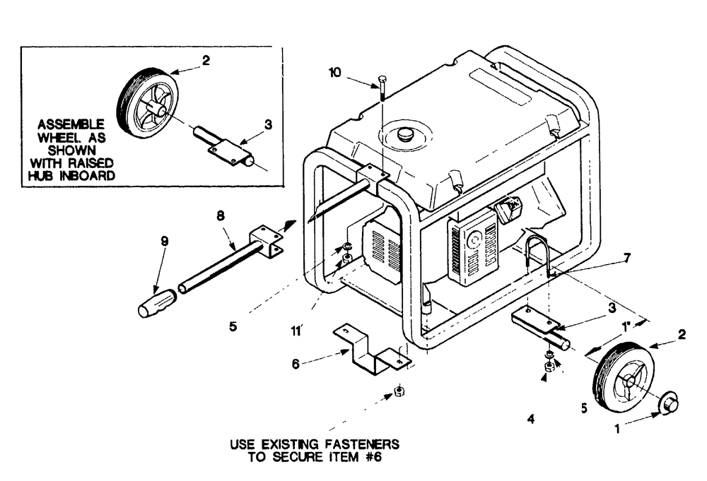Wheel Kit Diagram and Parts List for 9580-0-3W741A  Briggs and Stratton Generator
